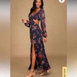 Lulus Growing Growing Gone Dress Navy Floral